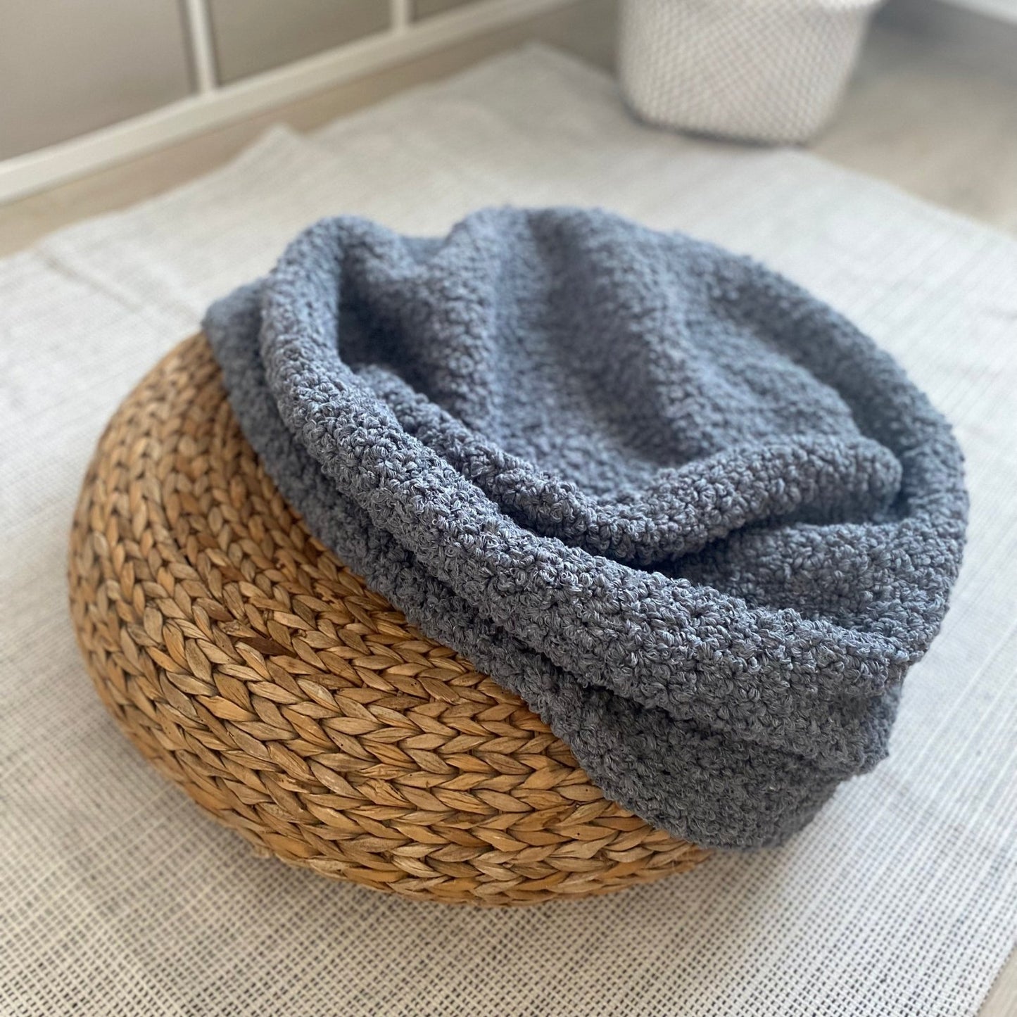 Bouclé Ottoman Pouf Cover - Looping Home