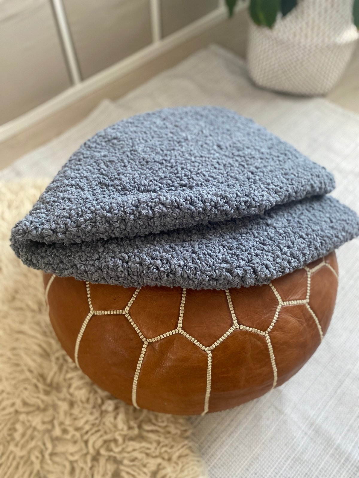 Bouclé Ottoman Pouf Cover - Looping Home