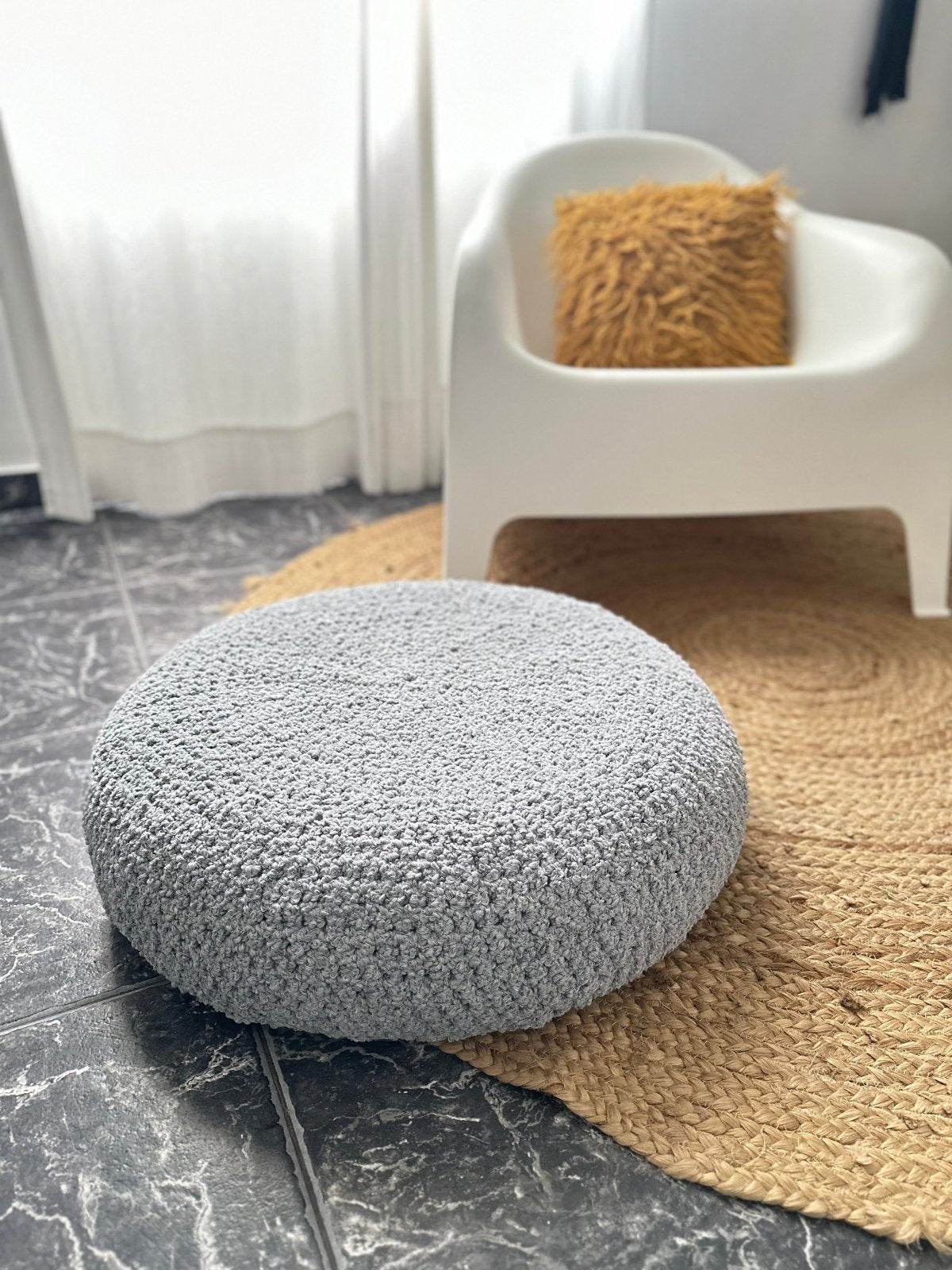 Bouclé Ottoman Pouf Cover - Looping Home