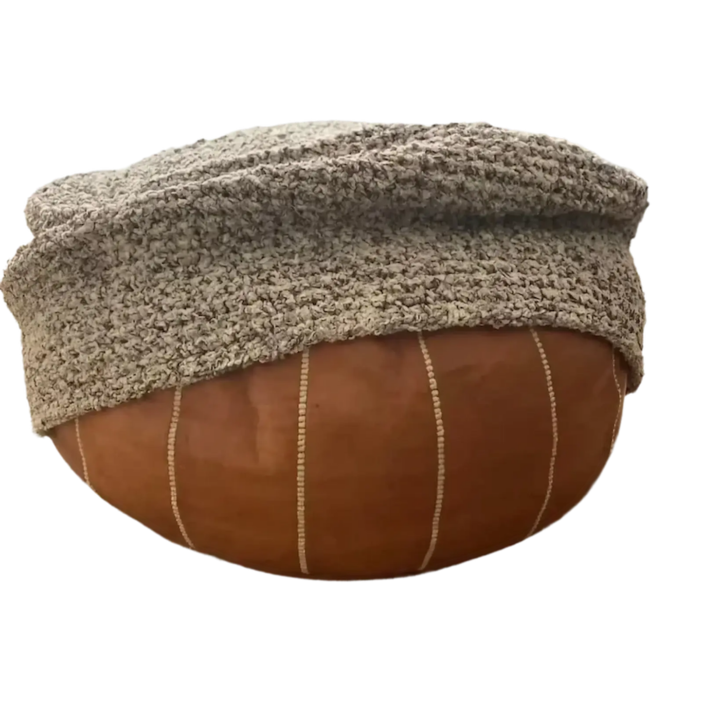 Boucle Ottoman Slipcovers, Round Pouf Stool Cover - Looping Home