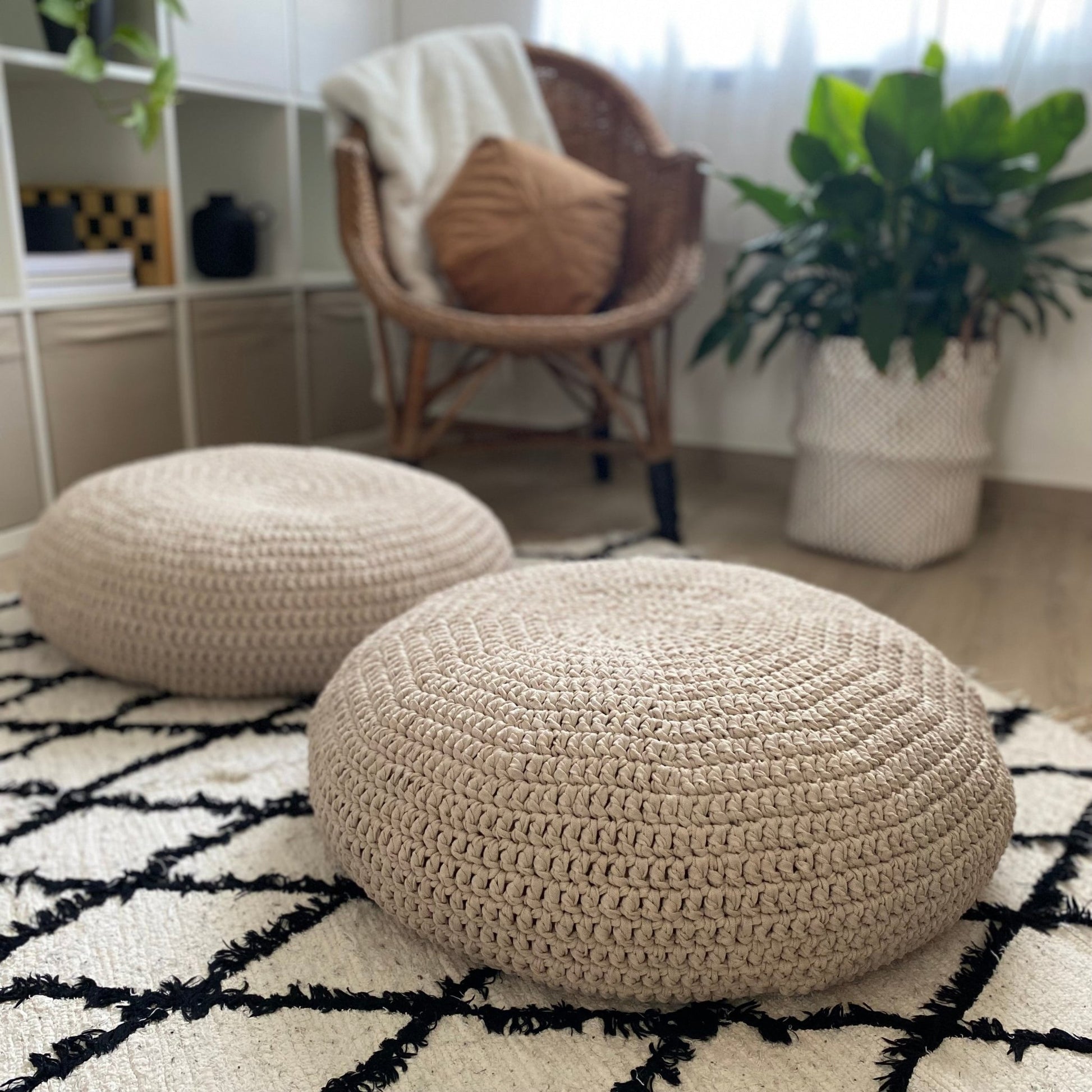 Crochet Floor Pillow Seats | Modern Seating Poufs - Looping Home