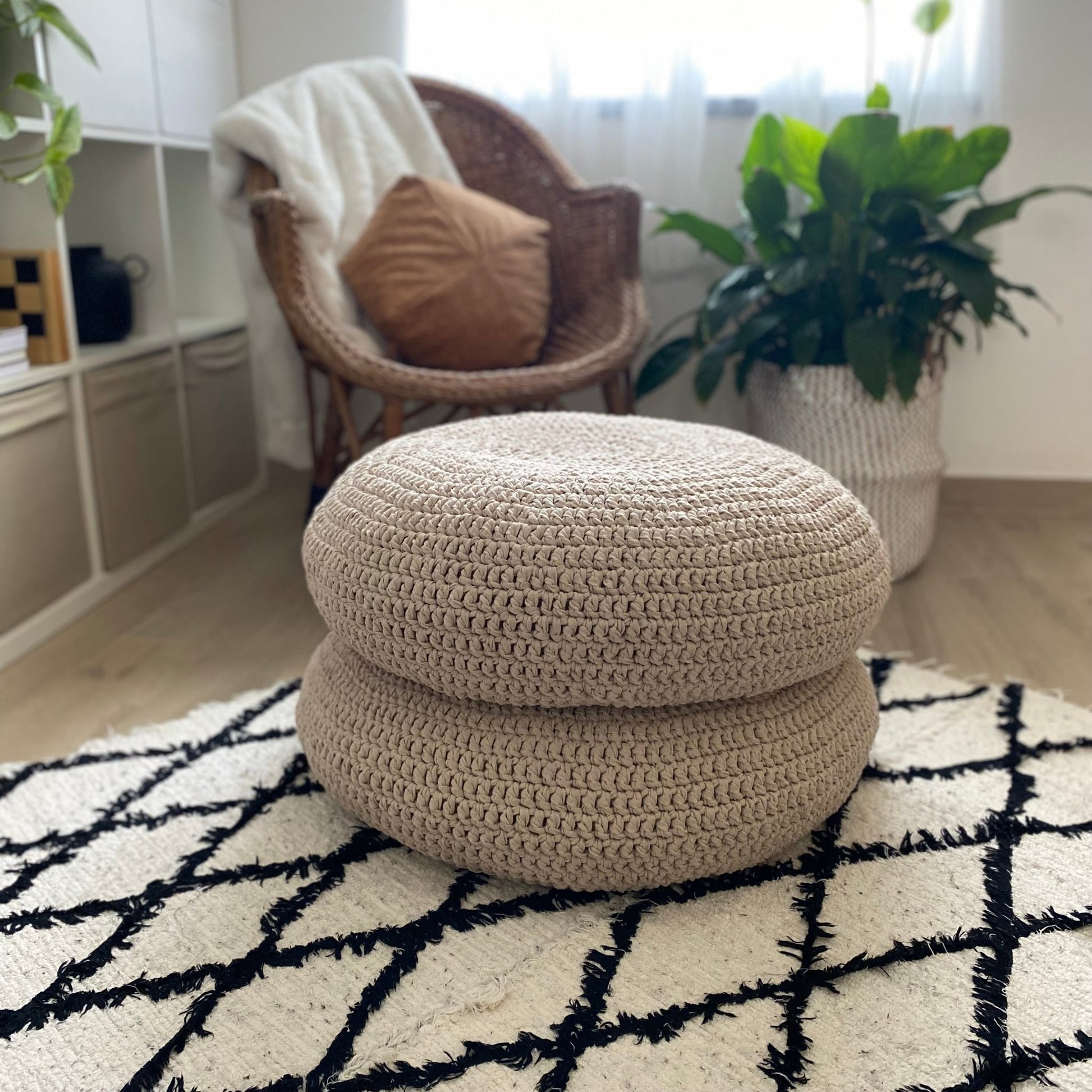 Crochet Floor Pillow Seats | Modern Seating Poufs - Looping Home