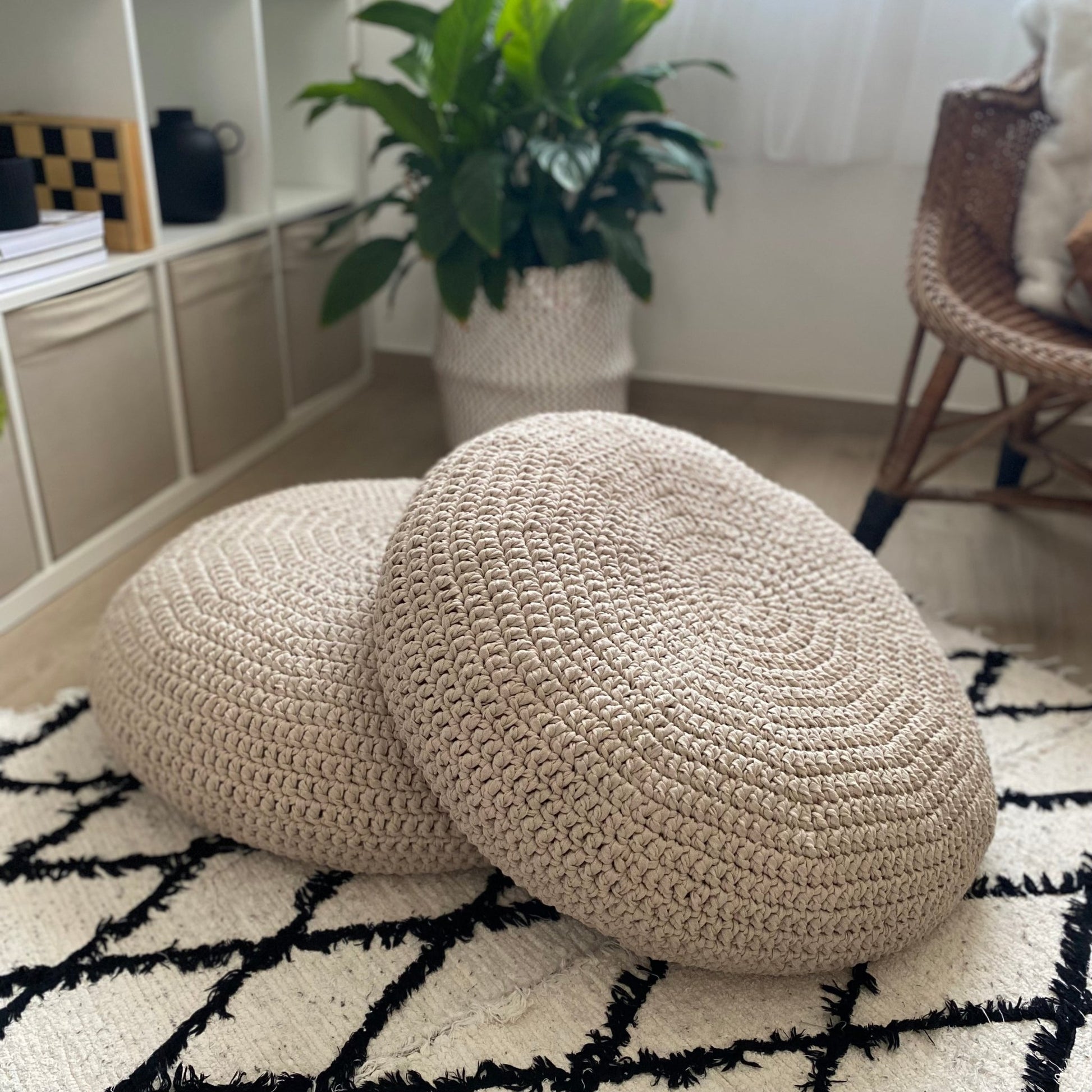 Crochet Floor Pillow Seats | Modern Seating Poufs - Looping Home