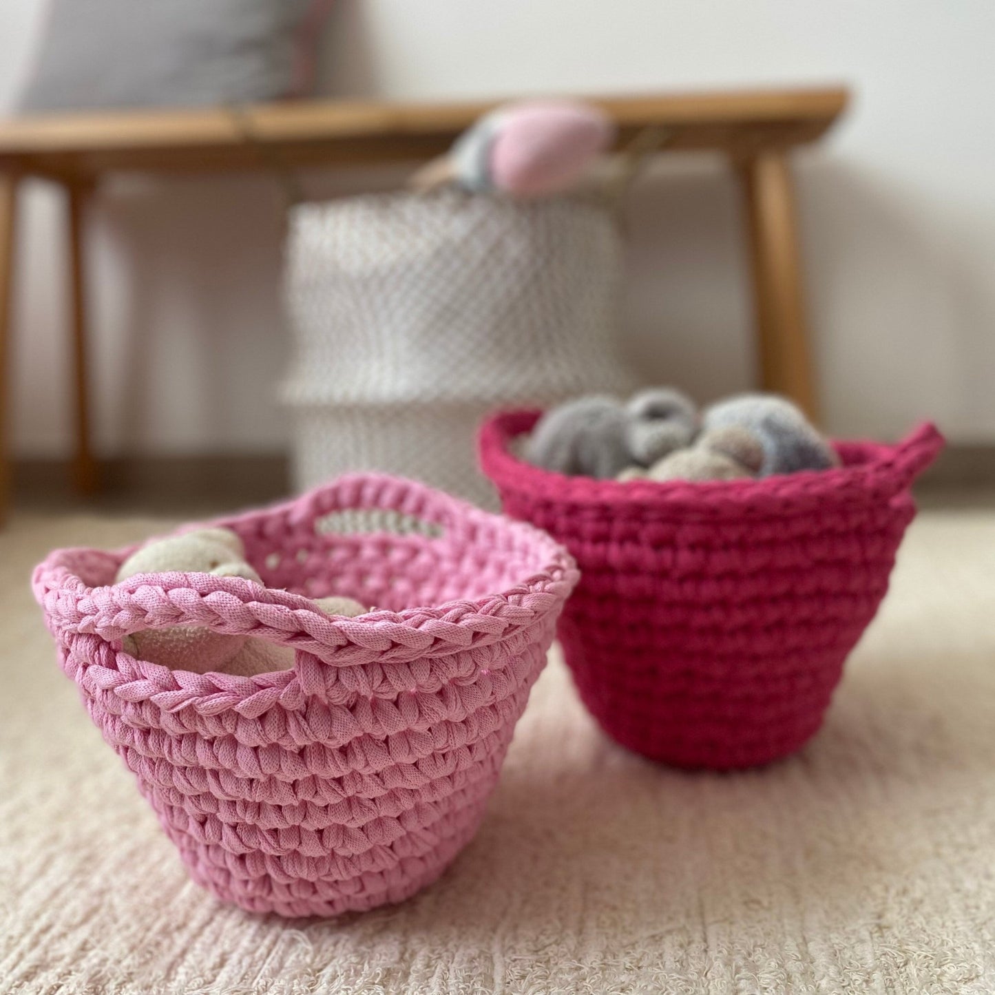 Crochet Kids Baskets, Unique Small Storage - Looping Home