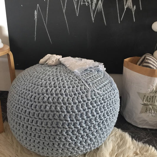 Baby Blue Ottoman Pouffe - Looping Home