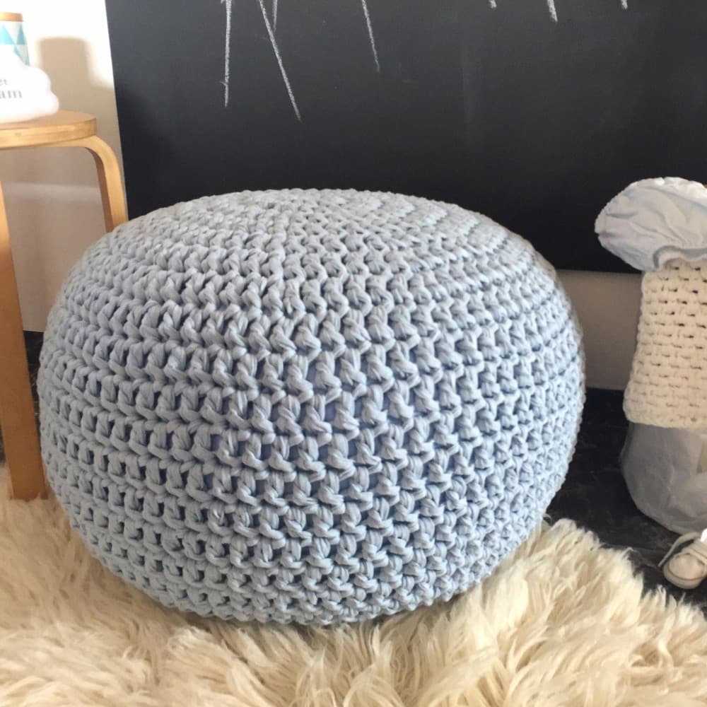 Baby Blue Ottoman Pouffe - Looping Home