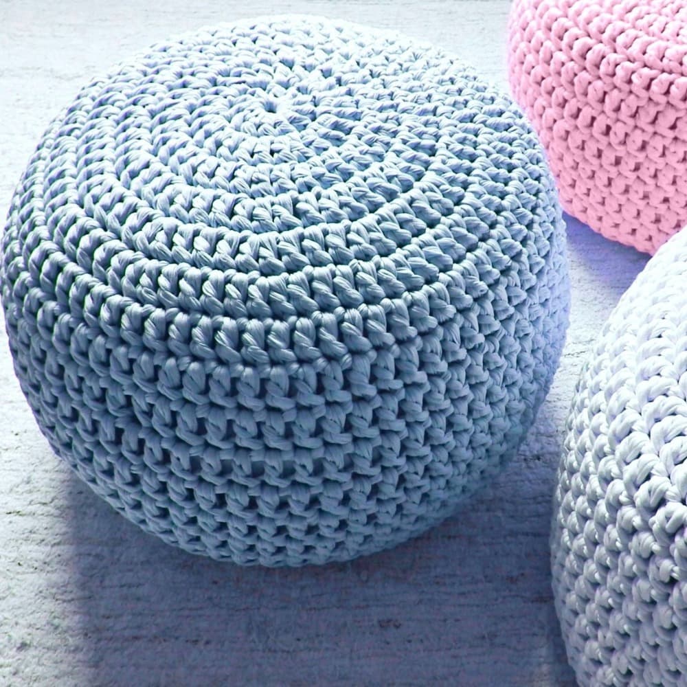 Baby Blue Ottoman Pouffe - Looping Home