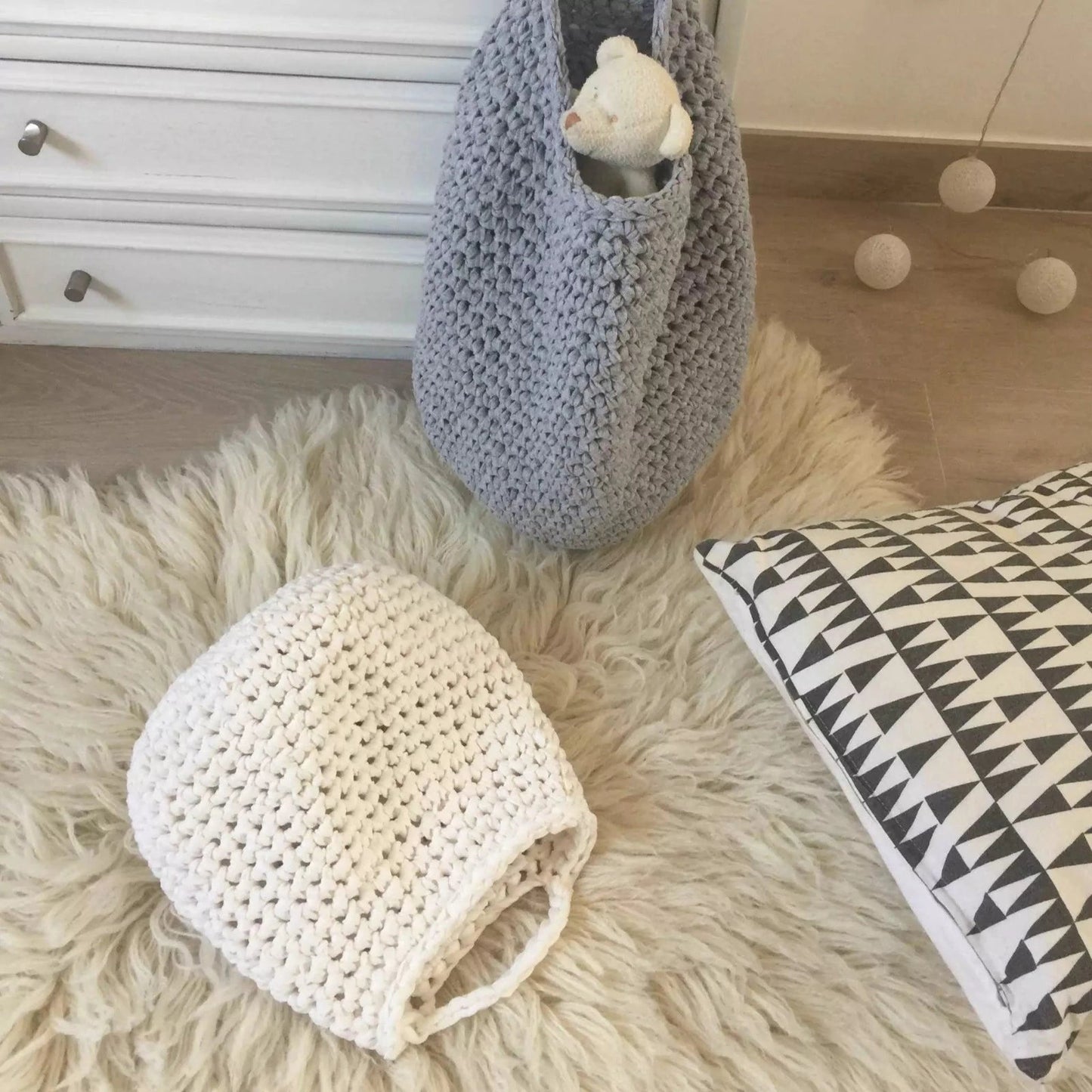 Baby Room Wall Organizer Baskets, Modern Nursery Storage - Looping Home