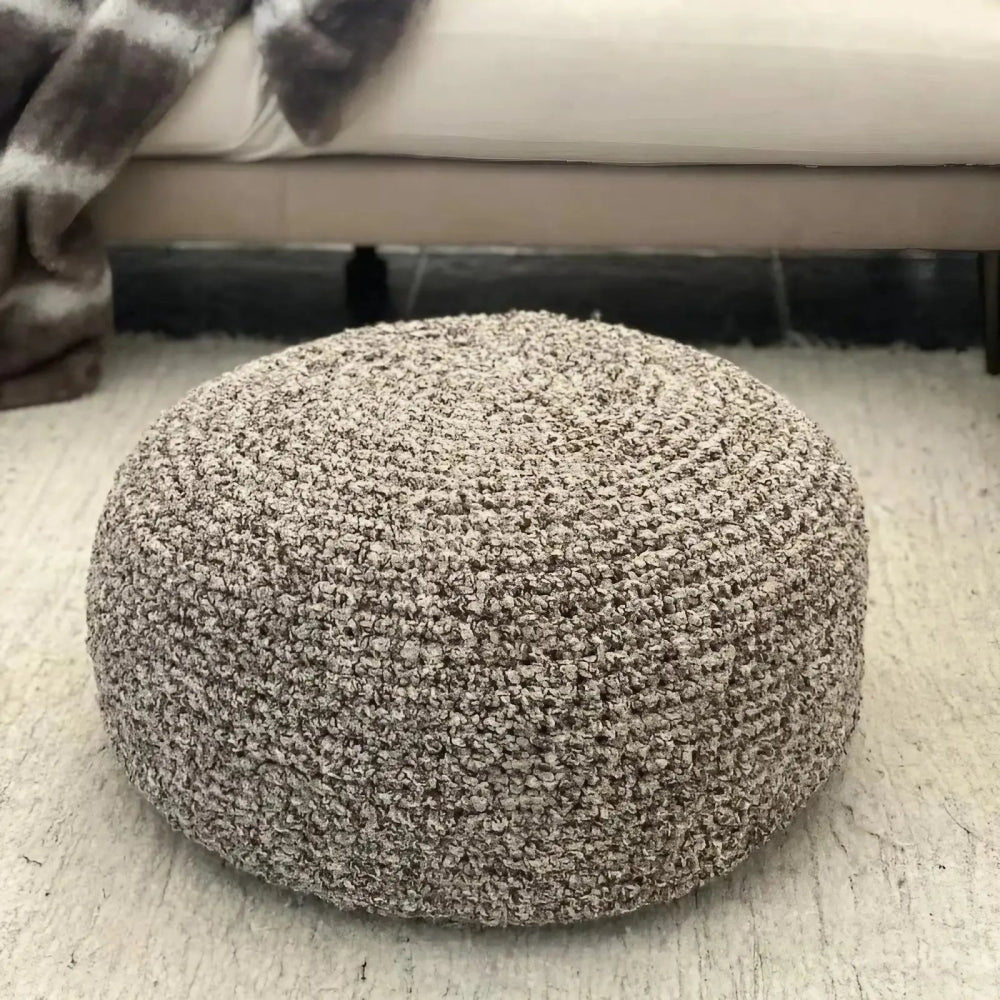 Boucle Ottoman Slipcovers, Round Pouf Stool Cover - Looping Home