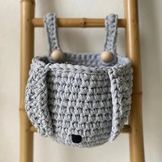 Bunny Baskets | Light Gray Hanging Storage for Cribs - Looping Home