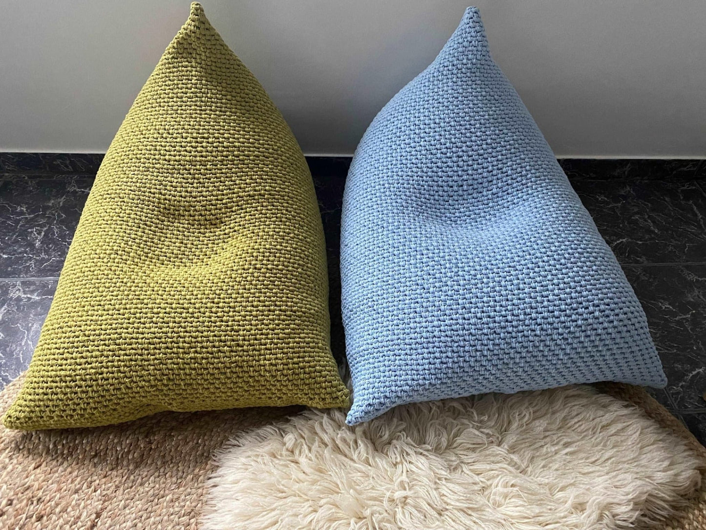 Chunky Knitted Bean Bag Chair, Comfy Kids Floor Seat - Looping Home