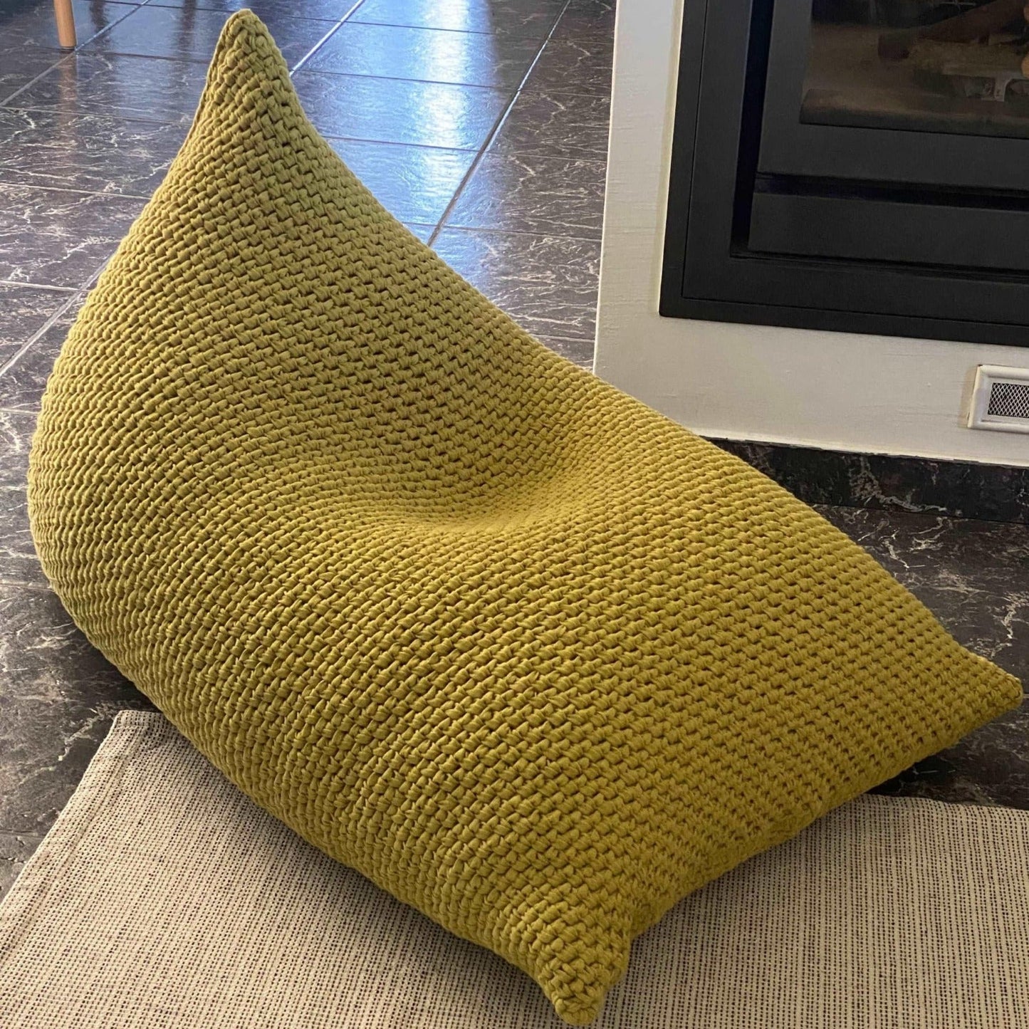 Chunky Knitted Bean Bag Chair, Comfy Kids Floor Seat - Looping Home