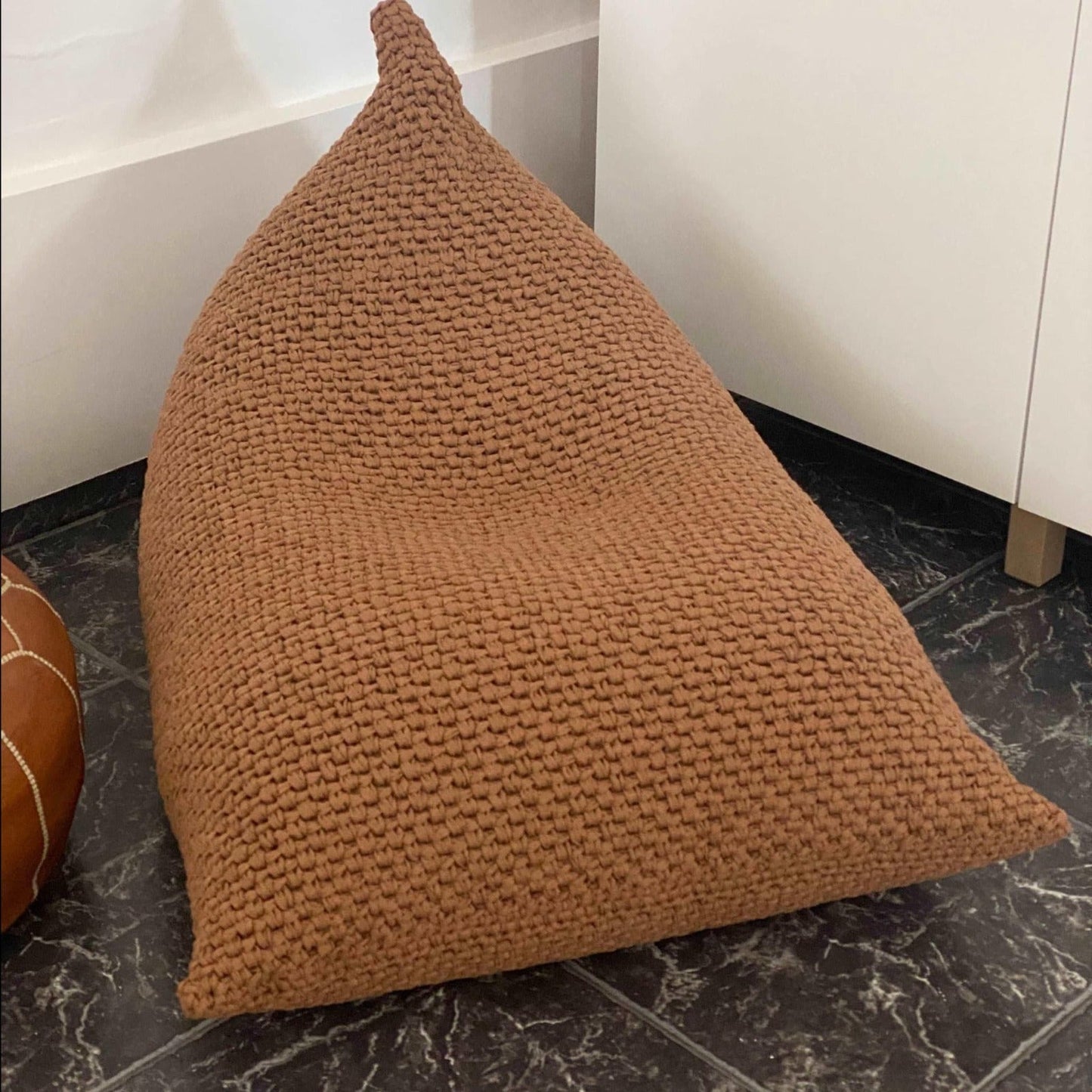 Chunky Knitted Bean Bag Chair, Comfy Kids Floor Seat - Looping Home
