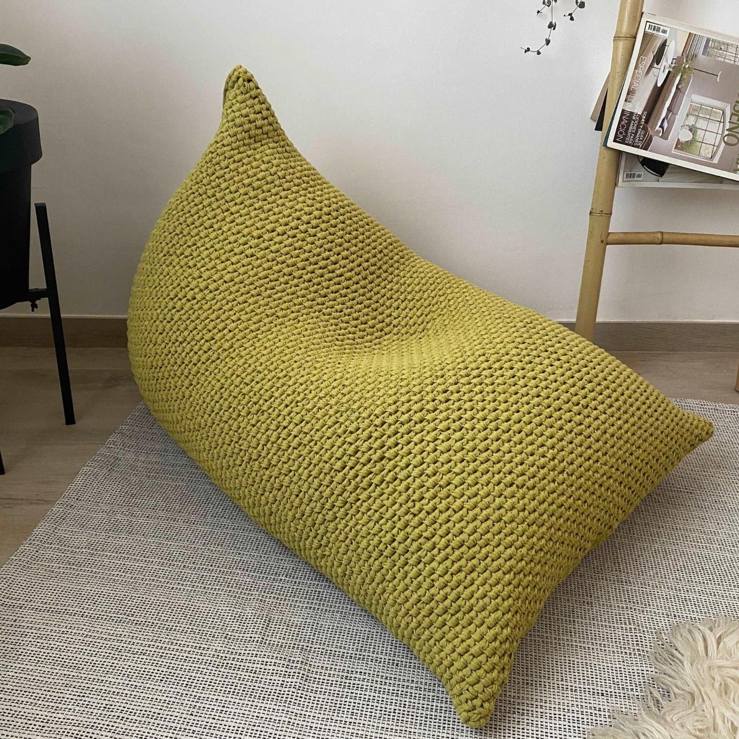 Chunky Knitted Bean Bag Chair, Comfy Kids Floor Seat - Looping Home