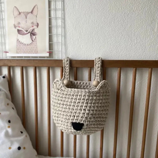 Crochet Fox Baskets | Light Beige Crib Storage - Looping Home