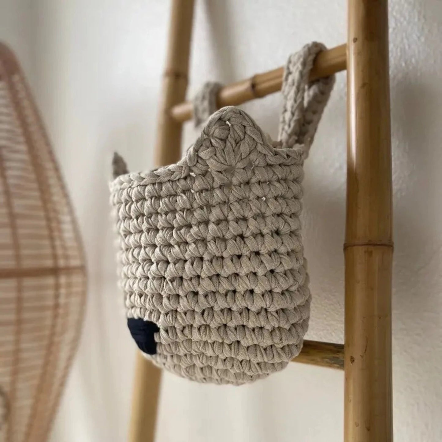 Crochet Fox Baskets | Light Beige Crib Storage - Looping Home