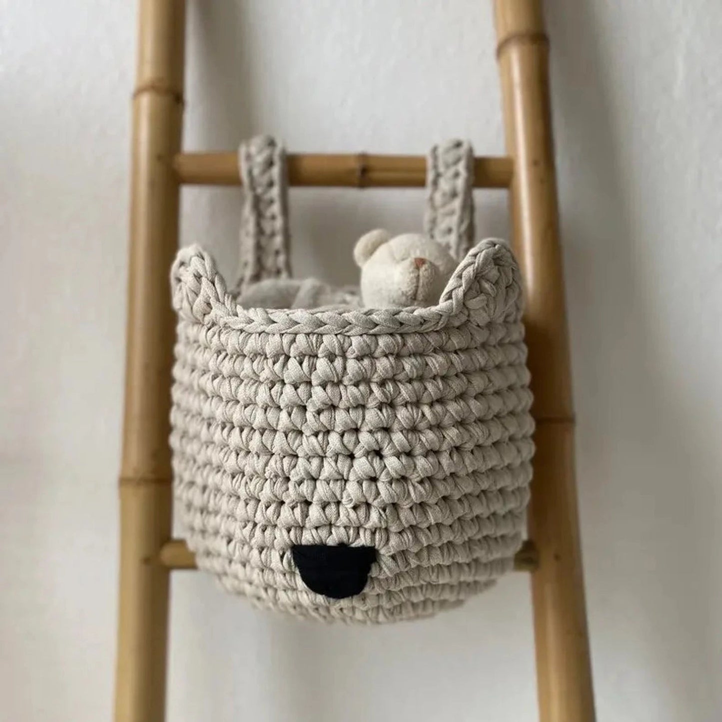 Crochet Fox Baskets | Light Beige Crib Storage - Looping Home