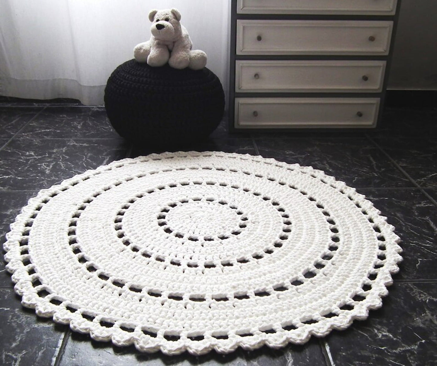 Crochet Round Doily Rug, Mandala Floor Mat - Looping Home