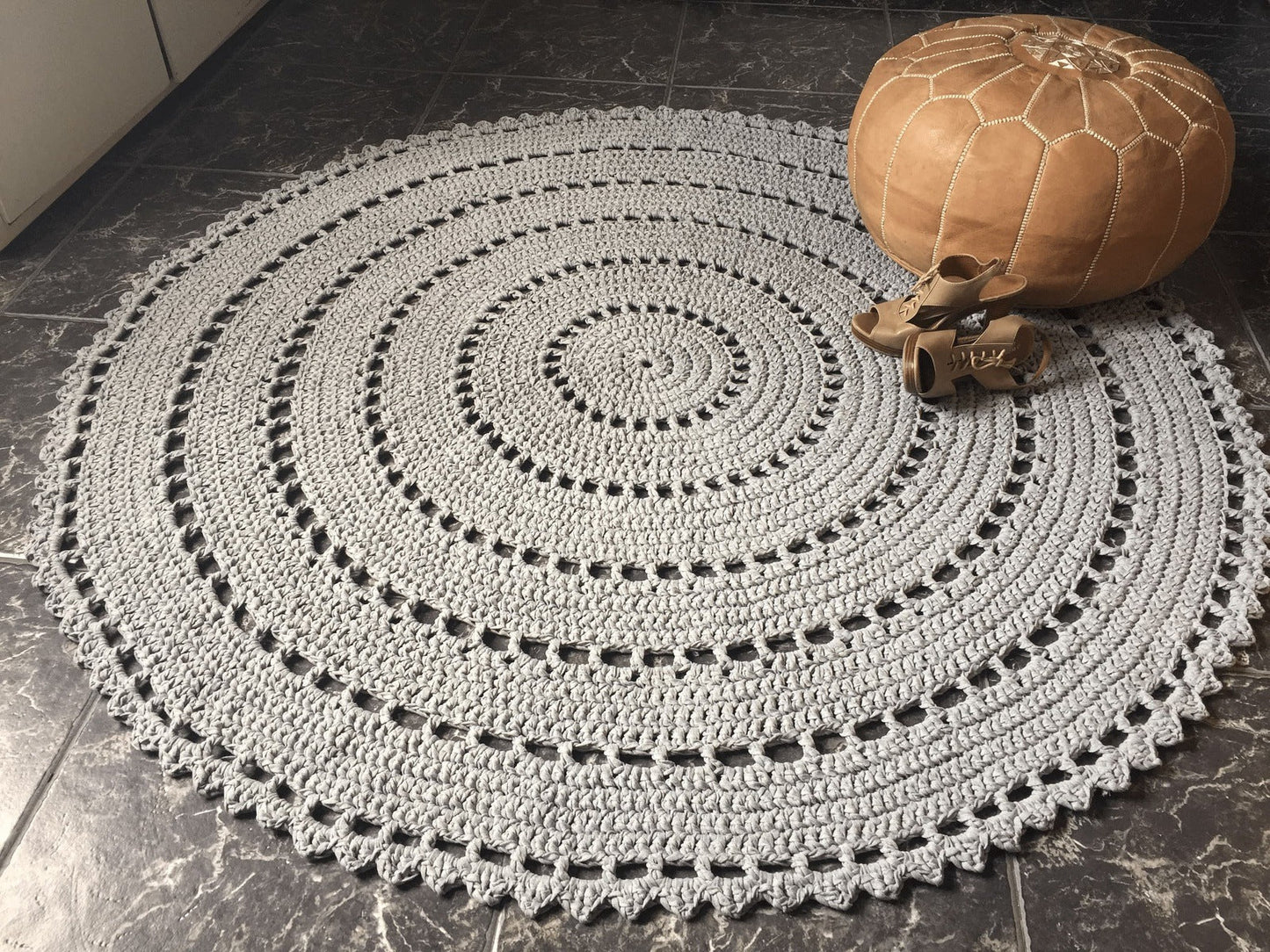 Crochet Round Doily Rug, Mandala Floor Mat - Looping Home