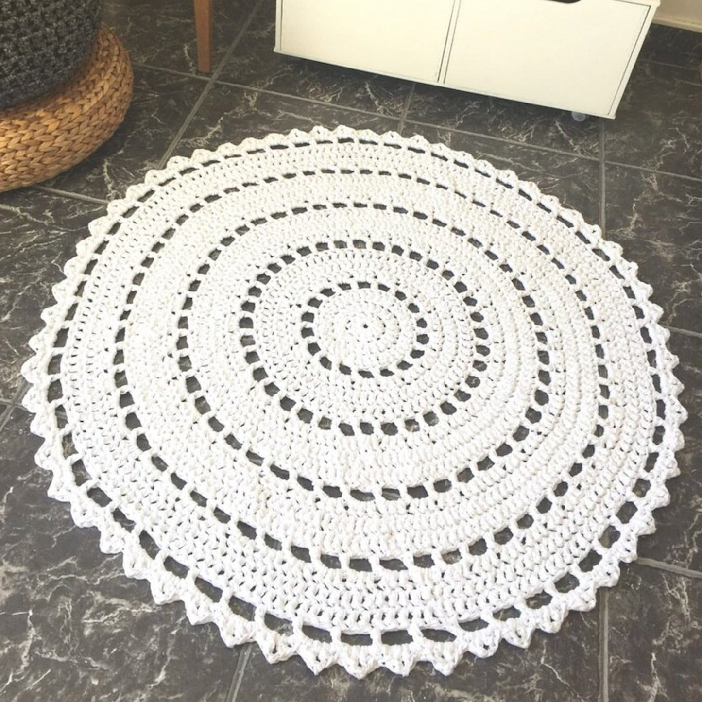 Crochet Round Doily Rug, Mandala Floor Mat - Looping Home