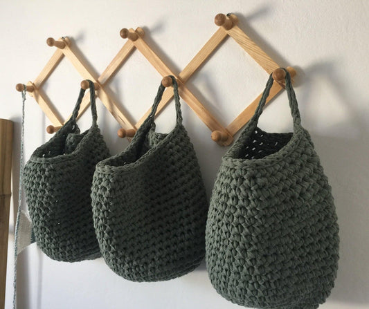 Crochet Storage Bags, Modern Hanging Baskets, Home Organizer - Looping Home