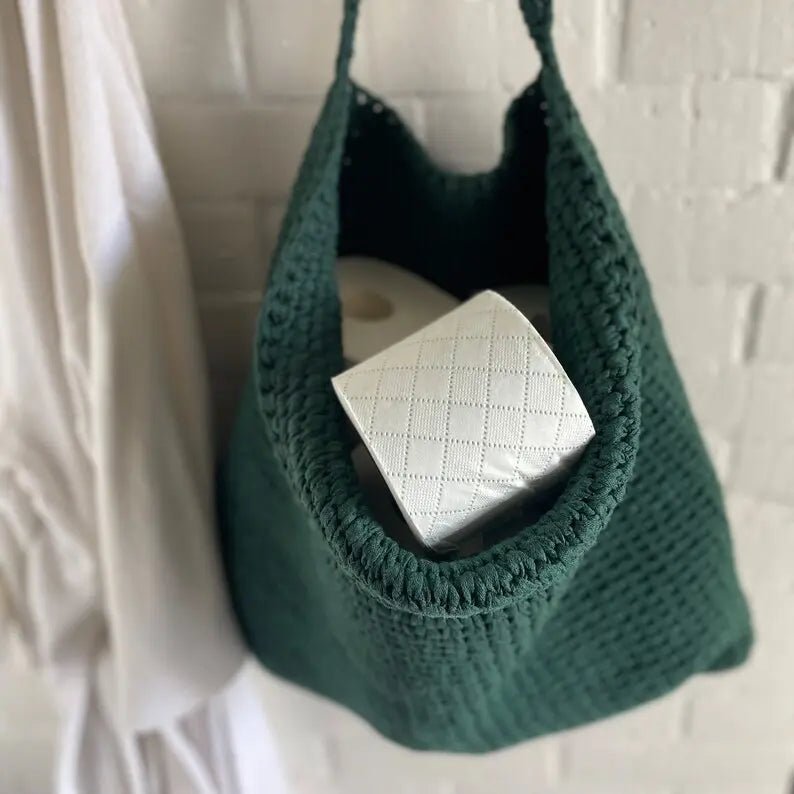 Extra Large Hanging Storage Basket | Deep Green - Looping Home
