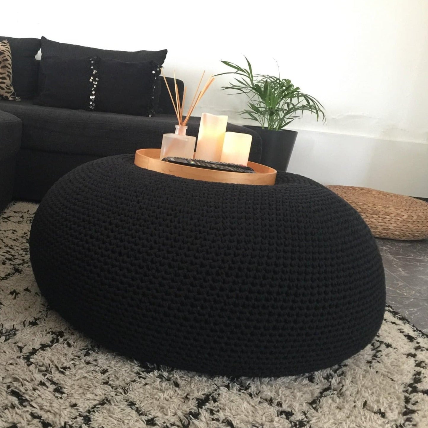 Extra Large Round Ottoman Coffee Table - Looping Home