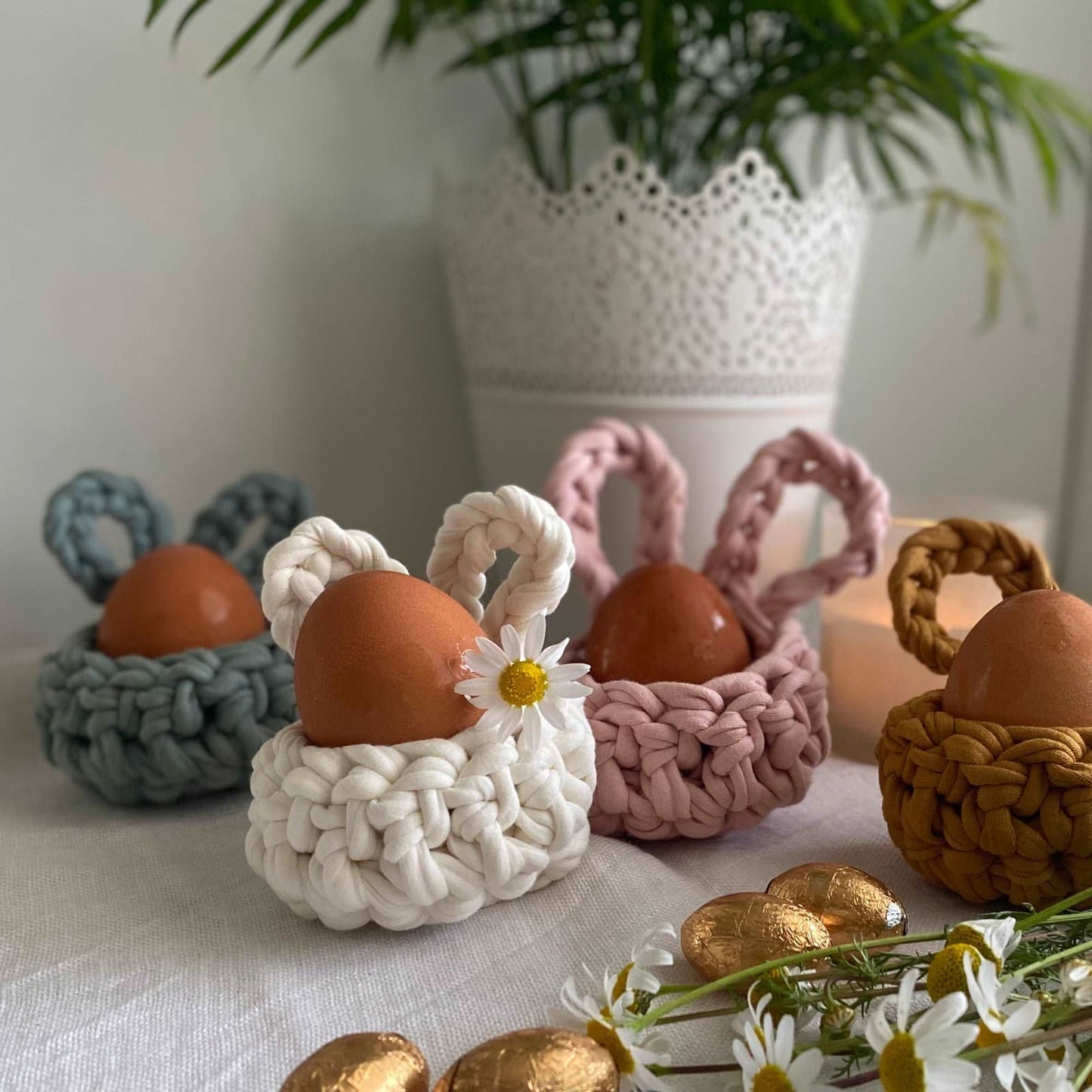 Gold Mustard Easter Bunny Egg Cups - Looping Home