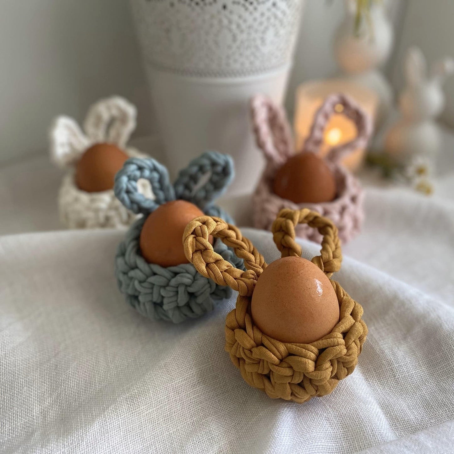 Gold Mustard Easter Bunny Egg Cups - Looping Home