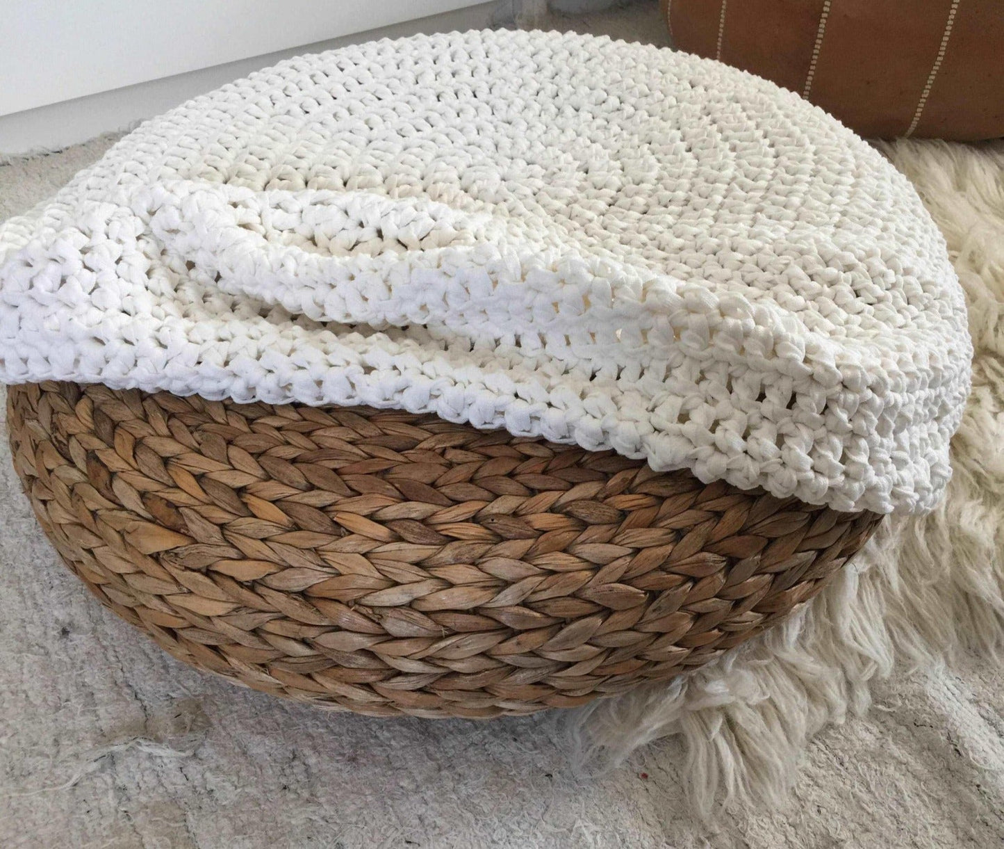 Ikea Alseda Pouf Cover, Knitted Pouf Cover - Looping Home