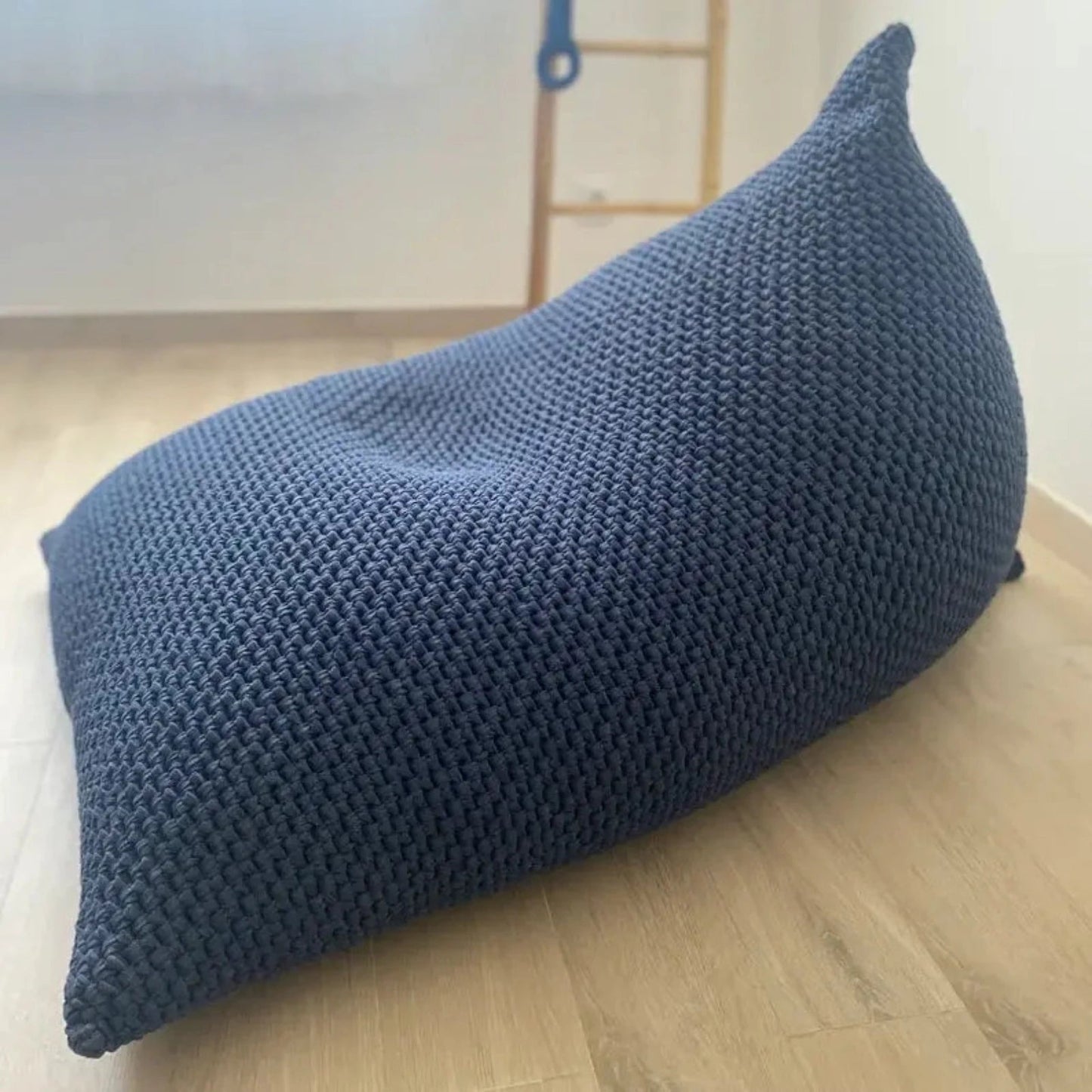 Knitted Bean Bag Chair | Navy Blue - Looping Home
