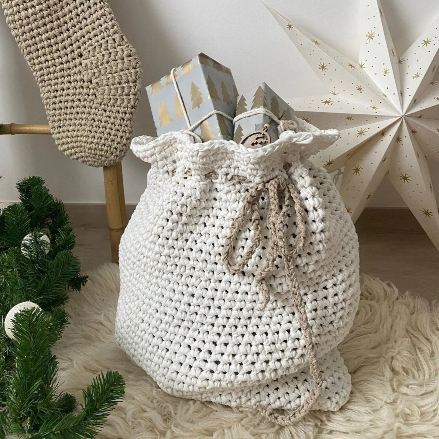 Knitted Christmas Bag - Christmas Home Decor - Looping Home