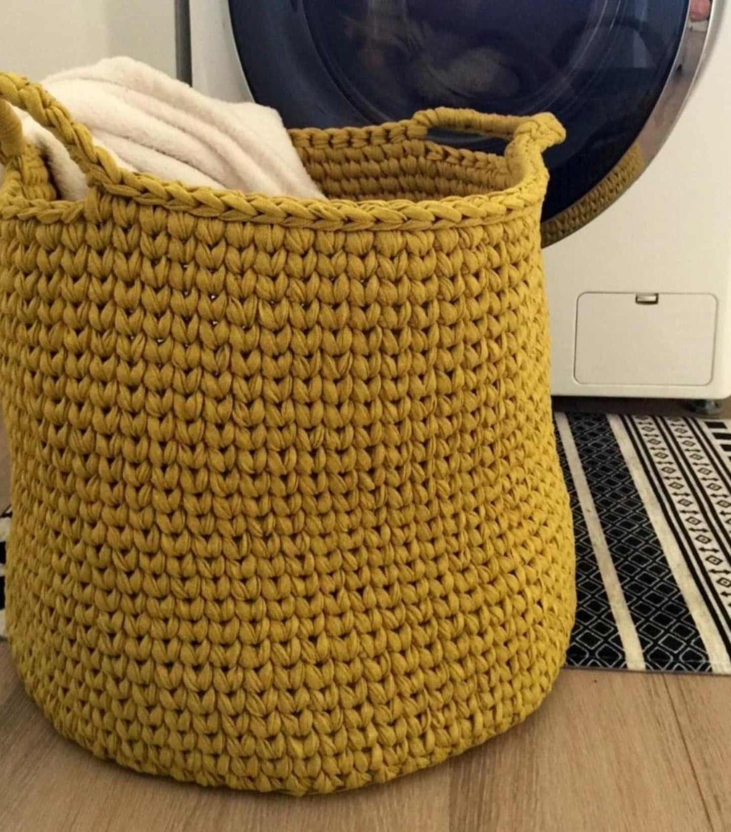 Knitted Round Basket, Modern Hampers - Looping Home