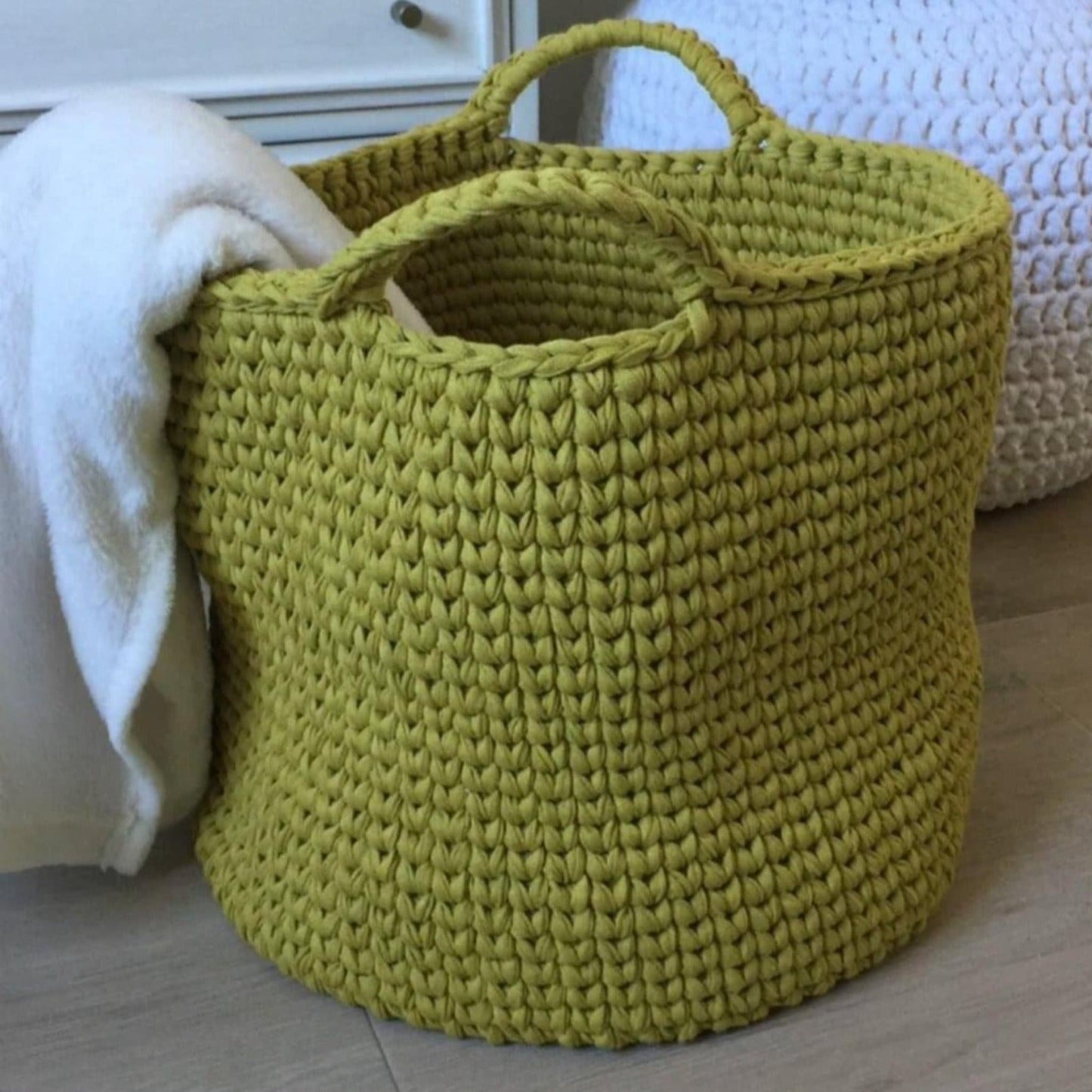 Knitted Round Basket, Modern Hampers - Looping Home