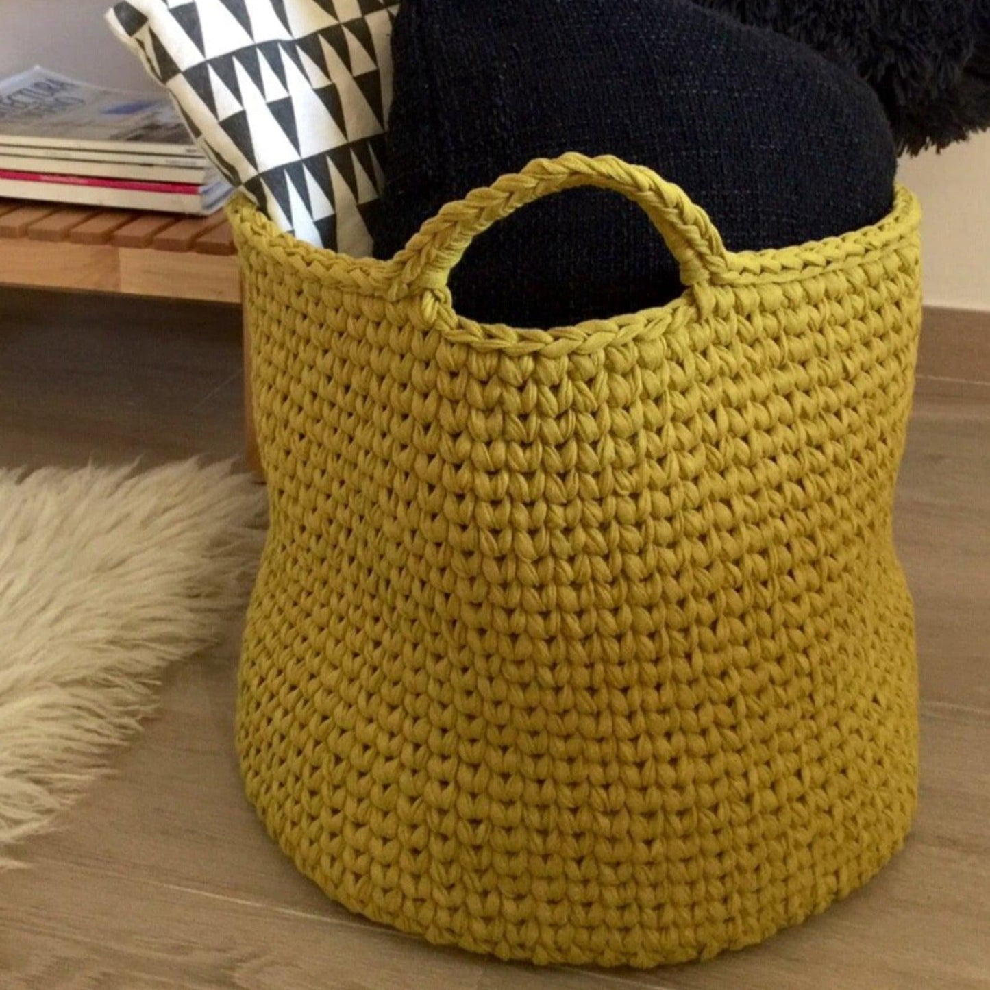 Knitted Round Basket, Modern Hampers - Looping Home