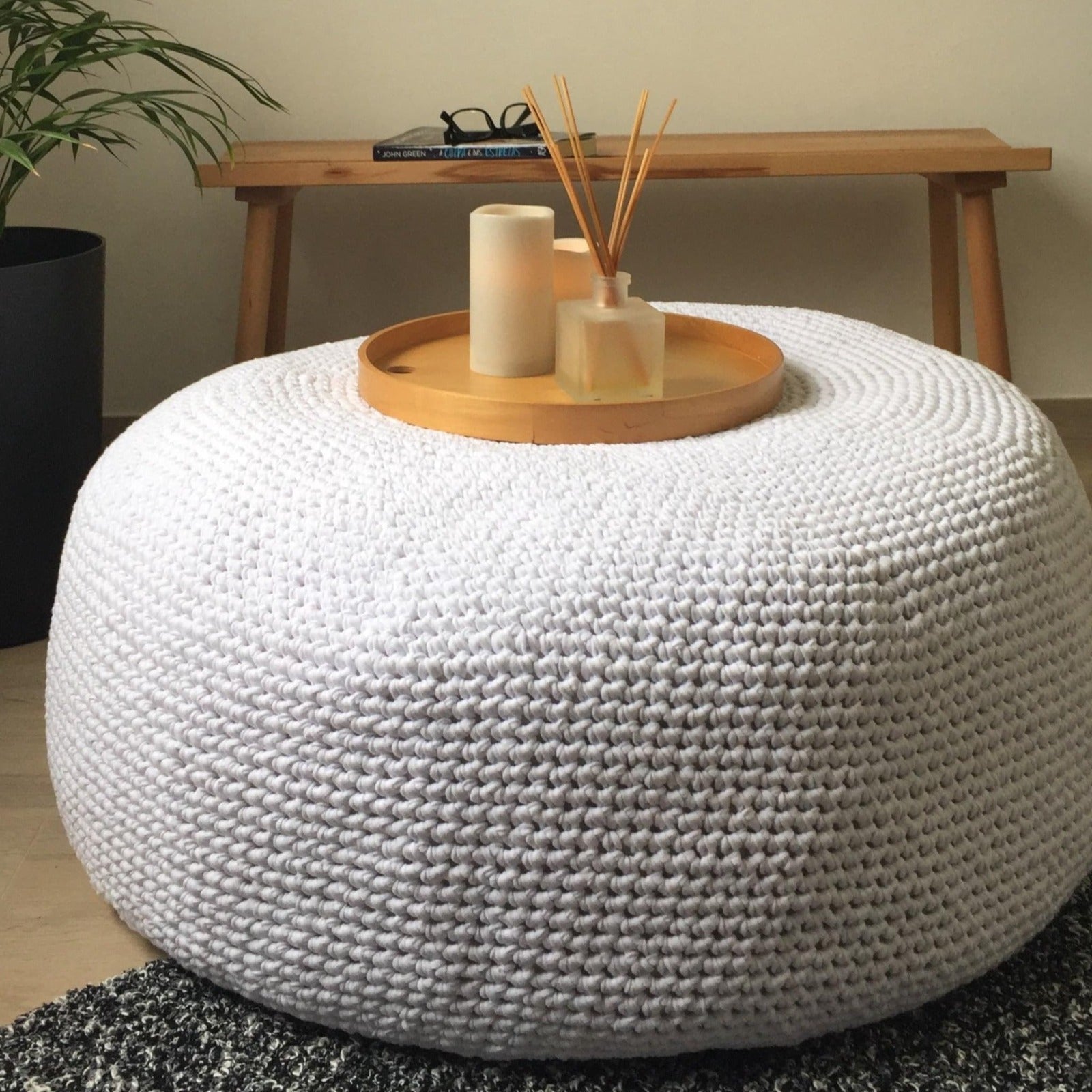 Large Ottoman Coffee Table Pouf - Looping Home
