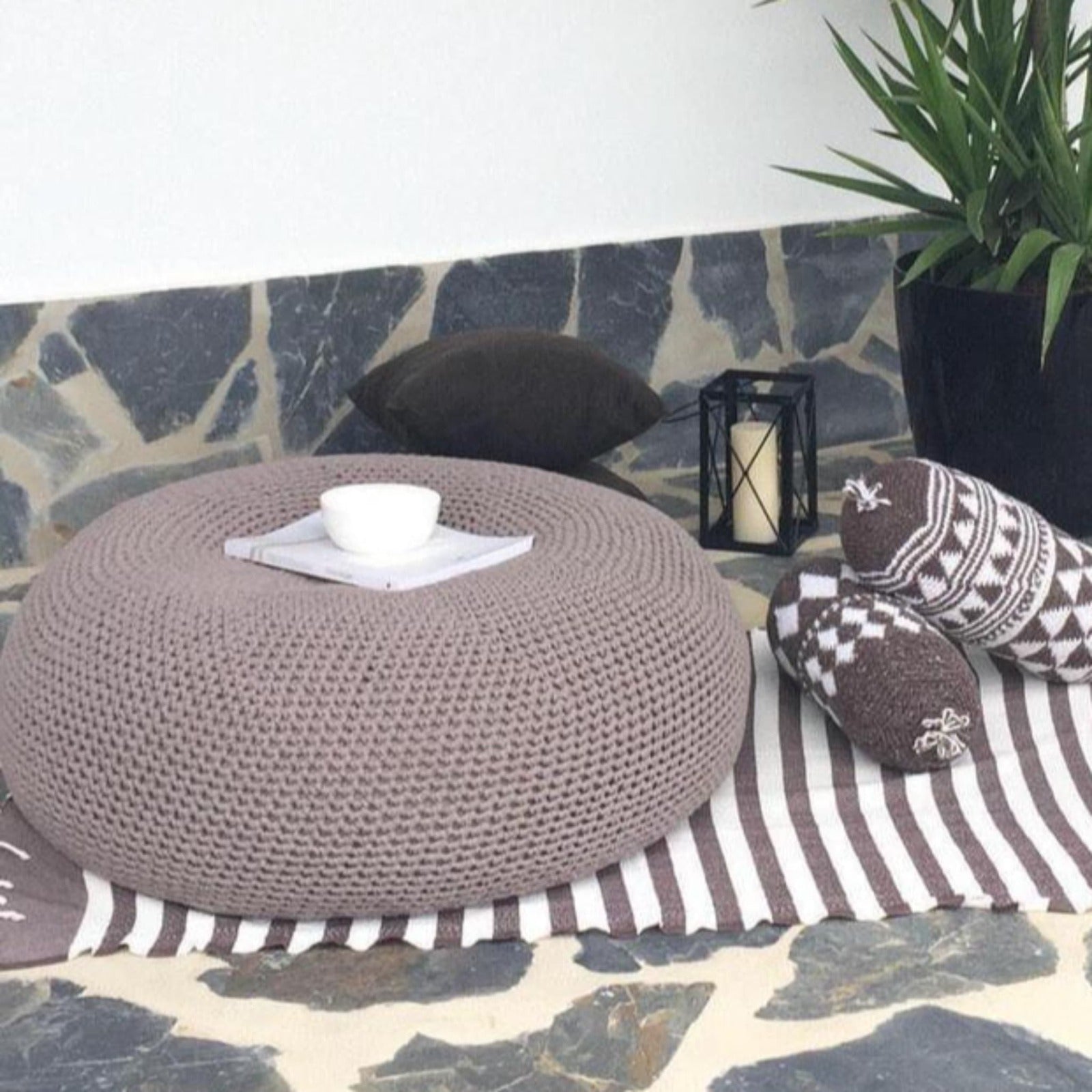 Large Ottoman Coffee Table Pouf - Looping Home