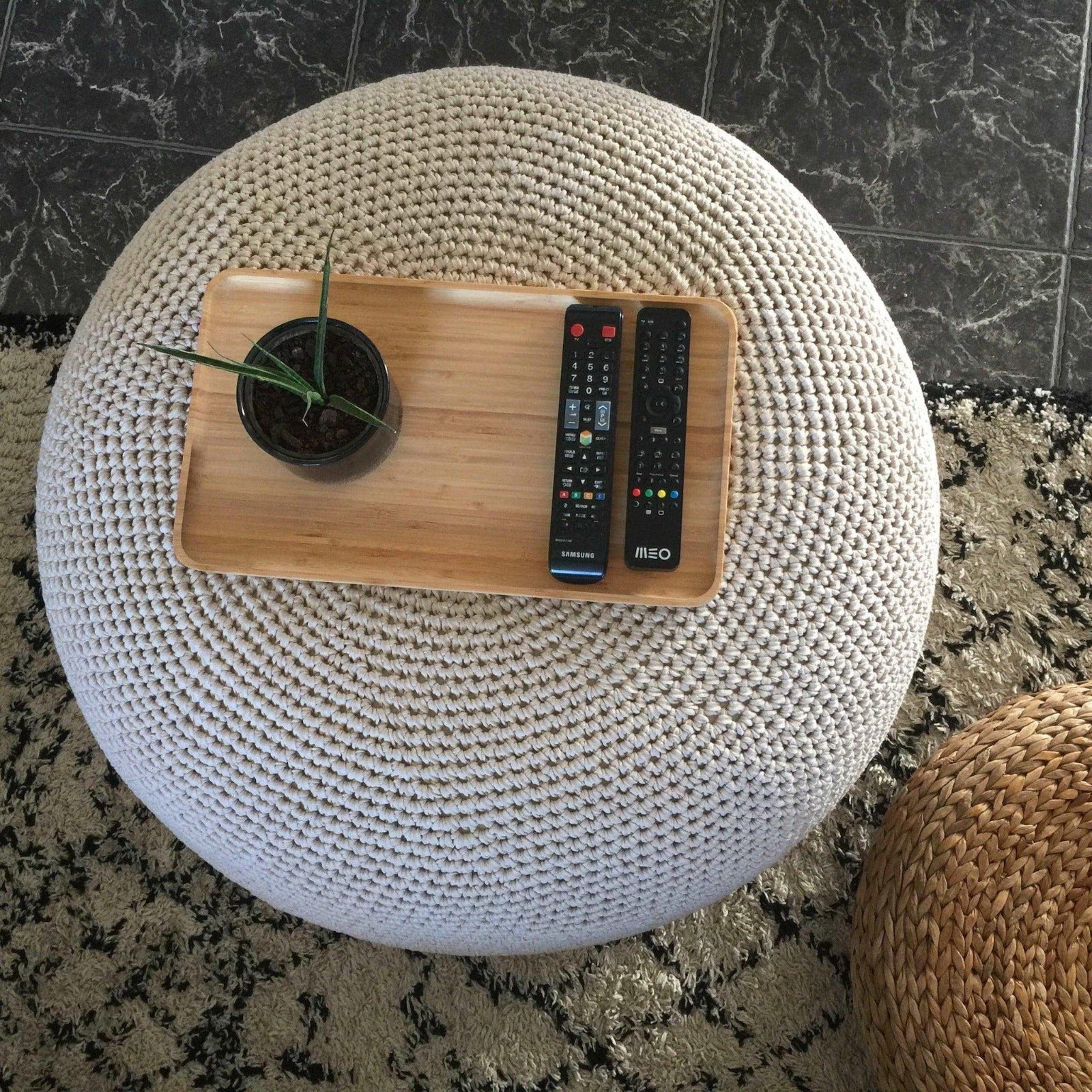 Large Ottoman Coffee Table Pouf - Looping Home
