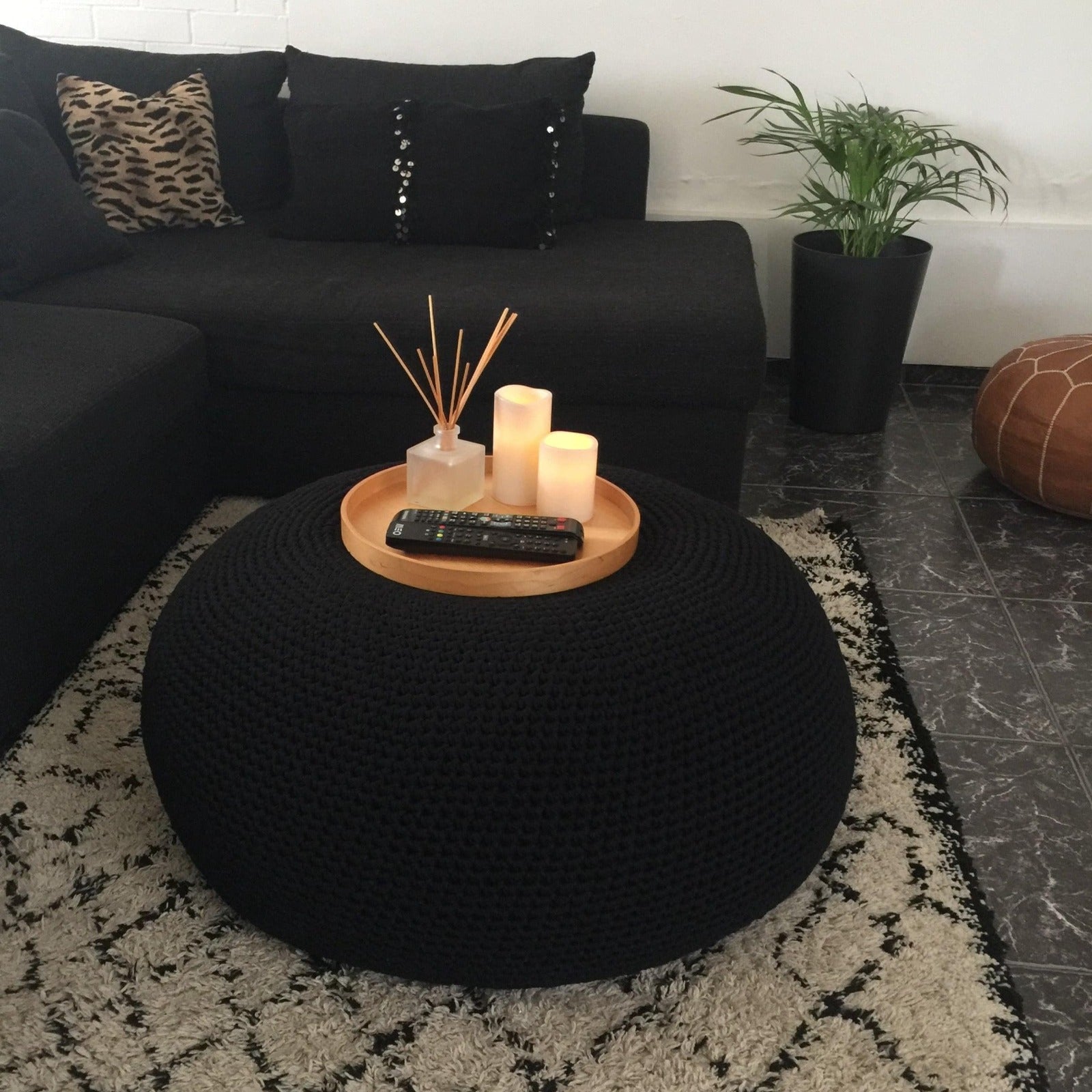 Large Ottoman Coffee Table Pouf - Looping Home