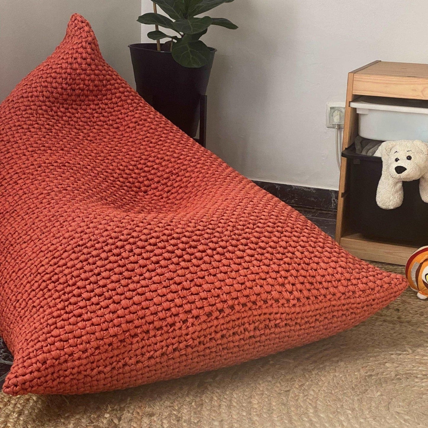 Modern Bean Bag Chair, Chunky Knit Floor Lounge Chair - Looping Home