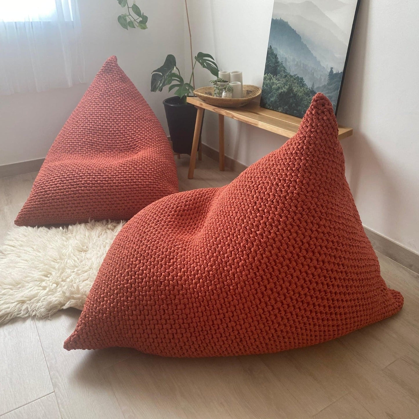 Modern Bean Bag Chair, Chunky Knit Floor Lounge Chair - Looping Home