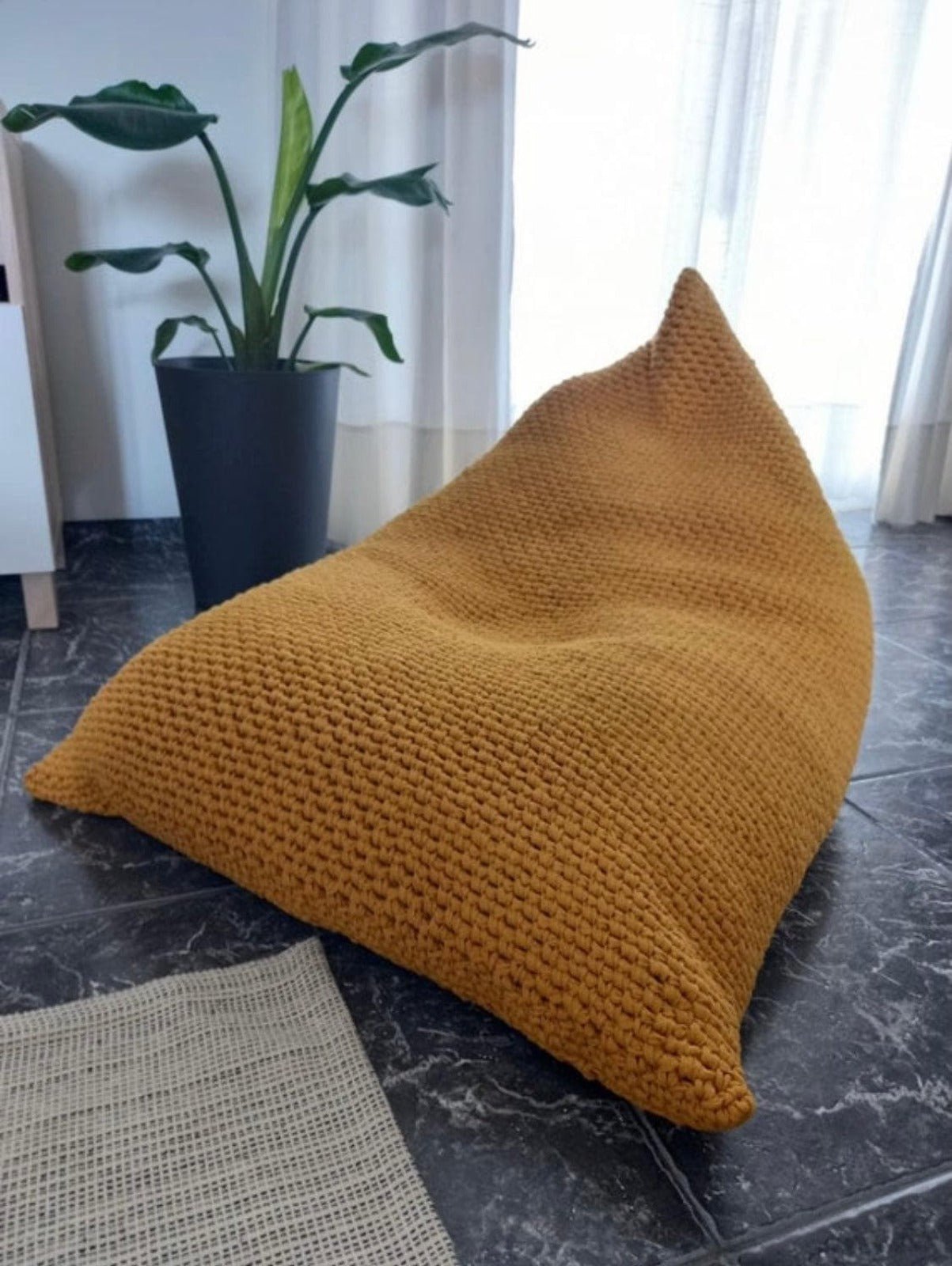 Modern Bean Bag Chair, Chunky Knit Floor Lounge Chair - Looping Home