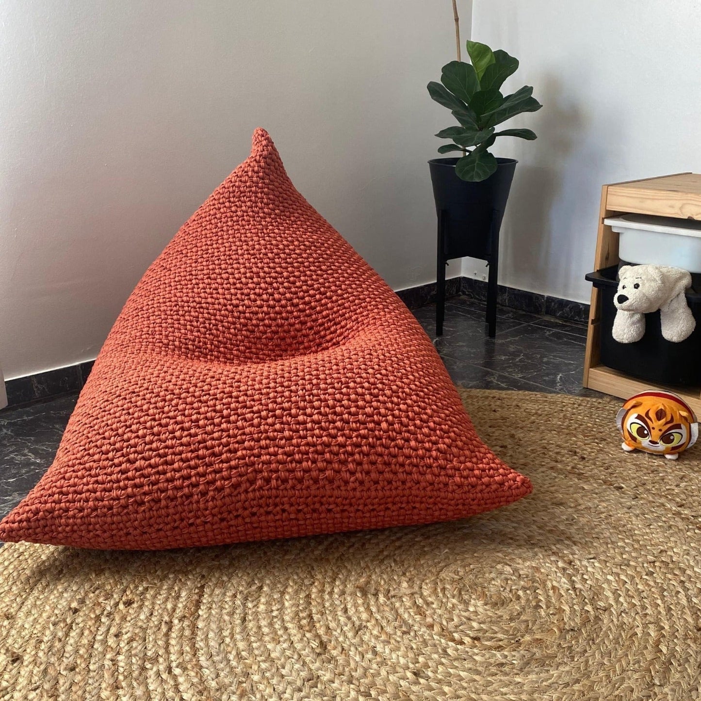 Modern Bean Bag Chair, Chunky Knit Floor Lounge Chair - Looping Home