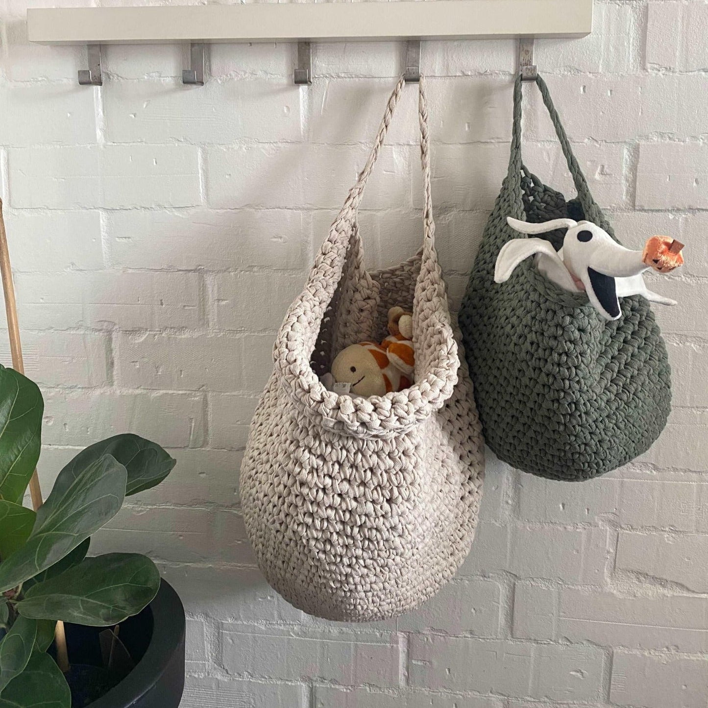 Modern Crochet Hanging Storage Baskets - Looping Home