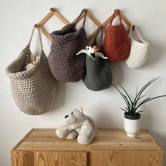 Modern Crochet Hanging Storage Baskets - Looping Home