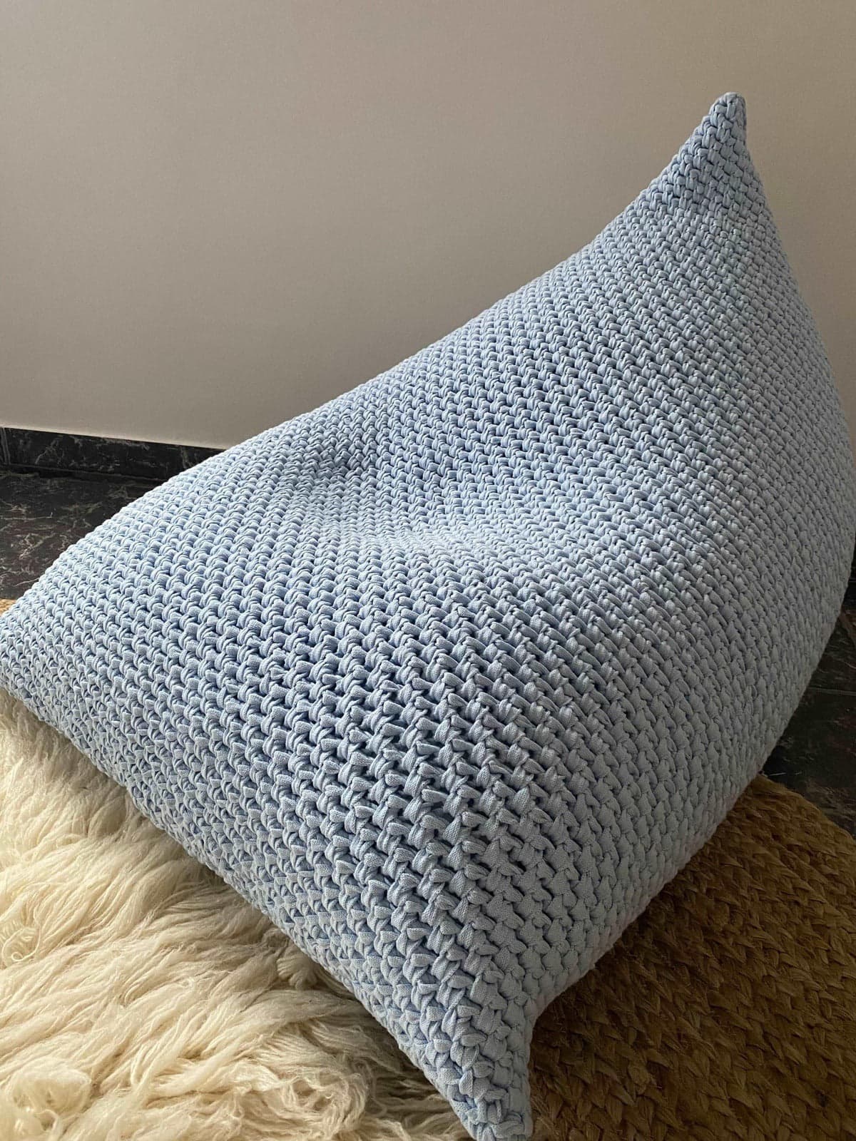 Modern Kids Bean Bag Lounger, Light Blue Floor Chair - Looping Home