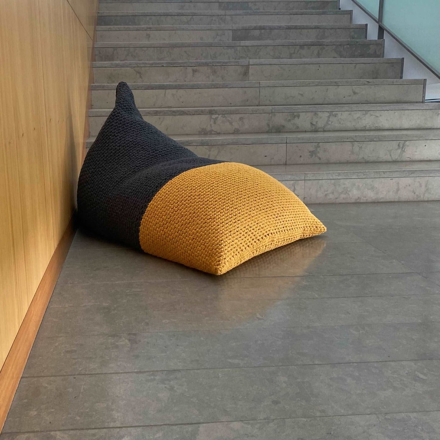 Modern Knitted Bean Bag Lounge Chair - Floor Seating Pouffe - Looping Home