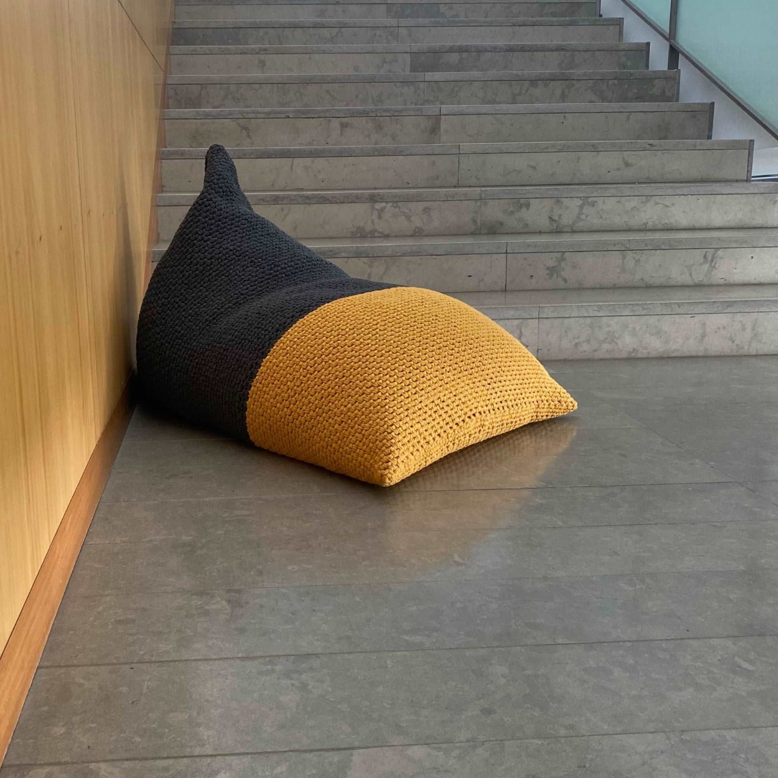 Modern Knitted Bean Bag Lounge Chair - Floor Seating Pouffe - Looping Home