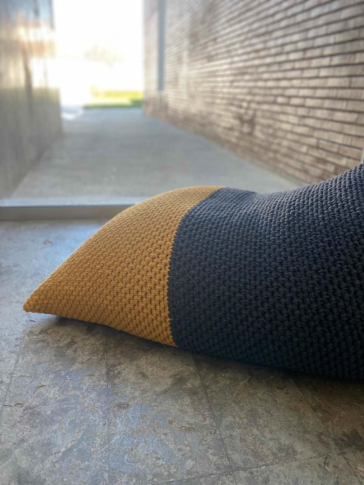 Modern Knitted Bean Bag Lounge Chair - Floor Seating Pouffe - Looping Home