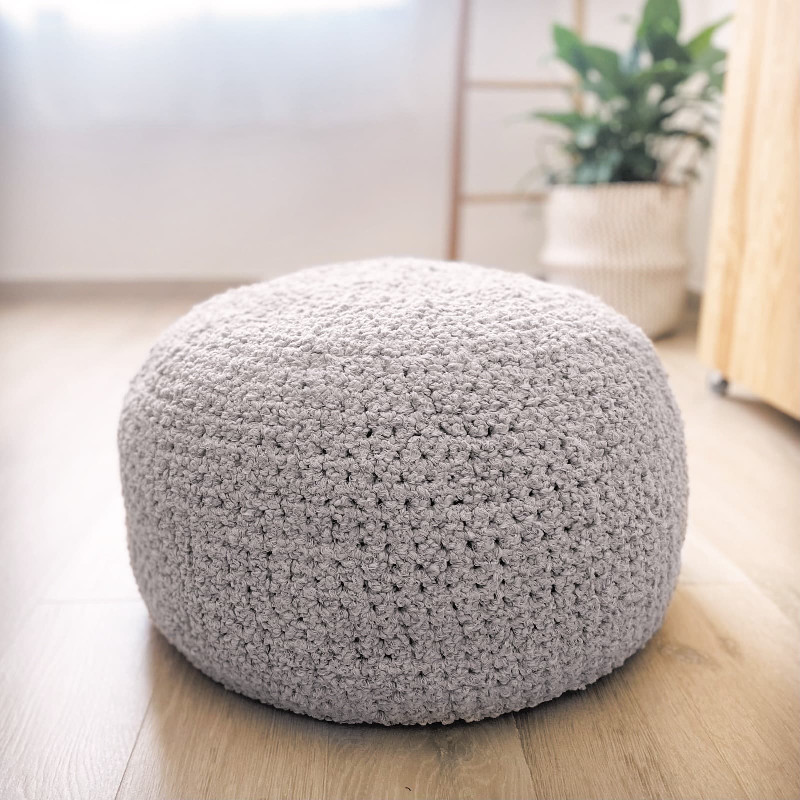 Pearly Boucle Knitted Pouffe - More Colors - Looping Home